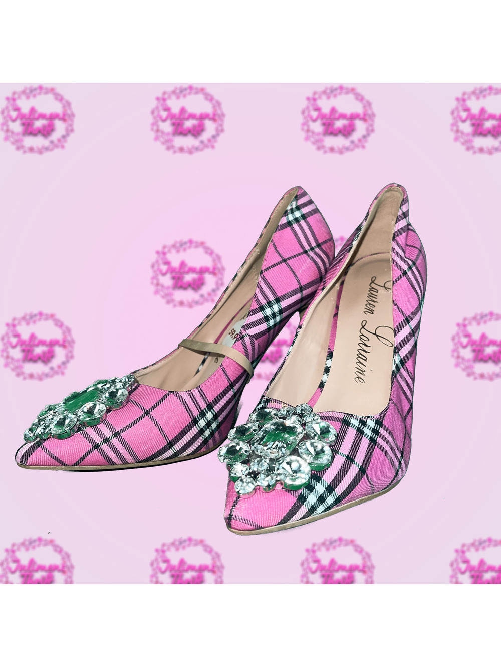 Lauren Lorraine Pink Plaid Heels